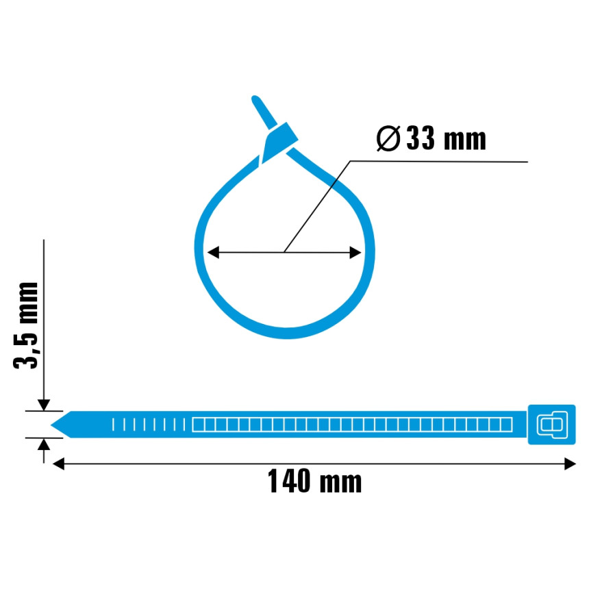 A11085 - Abraçadeira de nylon - 140x3,5 mm - azul