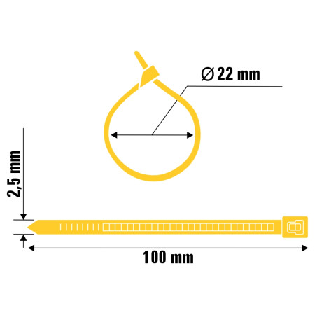 A11088 - Abraçadeira de nylon - 100x2,5 mm - amarela