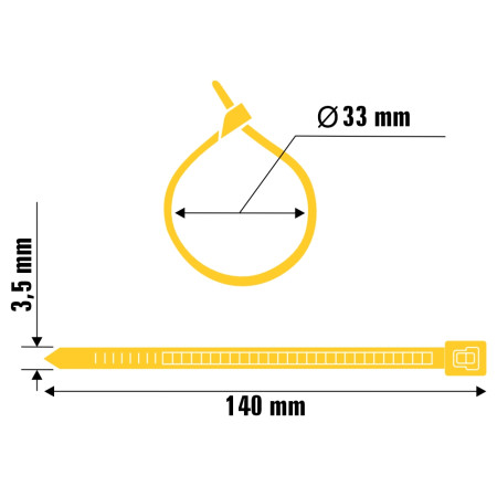 A11089 - Abraçadeira de nylon - 140x3,5 mm - amarela