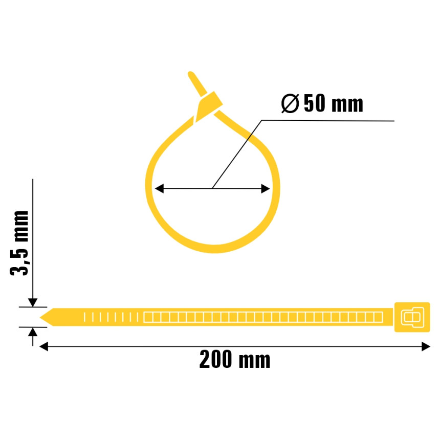 A11091 - Abraçadeira de nylon - 200x3,5 mm - amarela