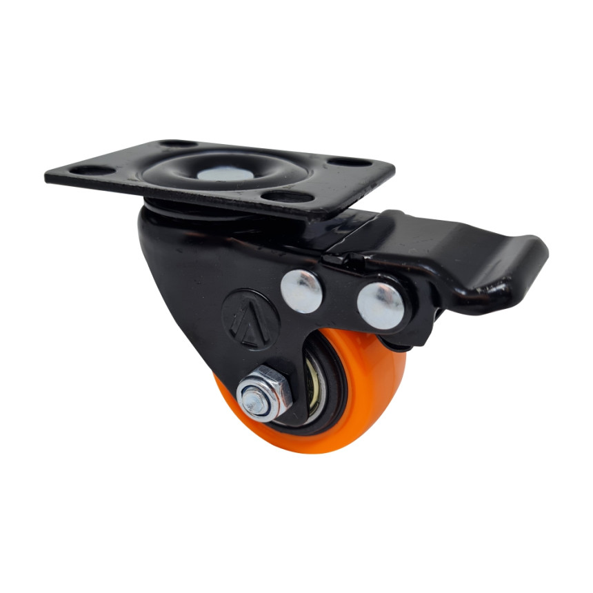 A09120-GF - Rodízio de PVC laranja - 2" - giratório com freio