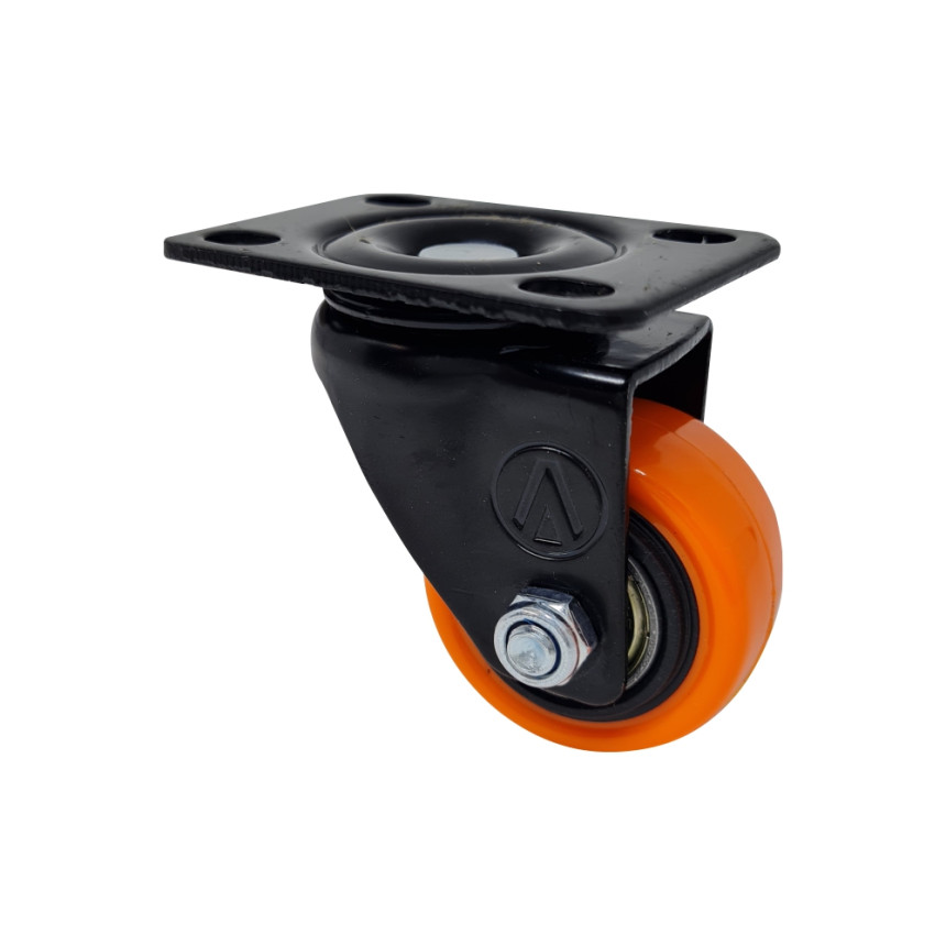 A09130-G - Rodízio de PVC laranja - 3" - giratório