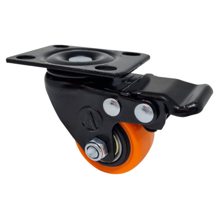 A09130-GF - Rodízio de PVC laranja - 3" - giratório com freio