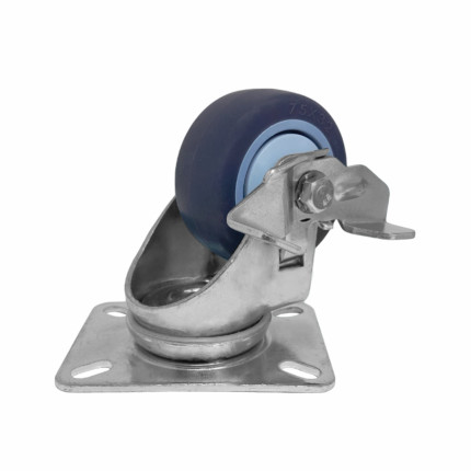 A09232-GF - Rodízio de borracha termoplástica com rolamento - 3" - giratório com freio simples