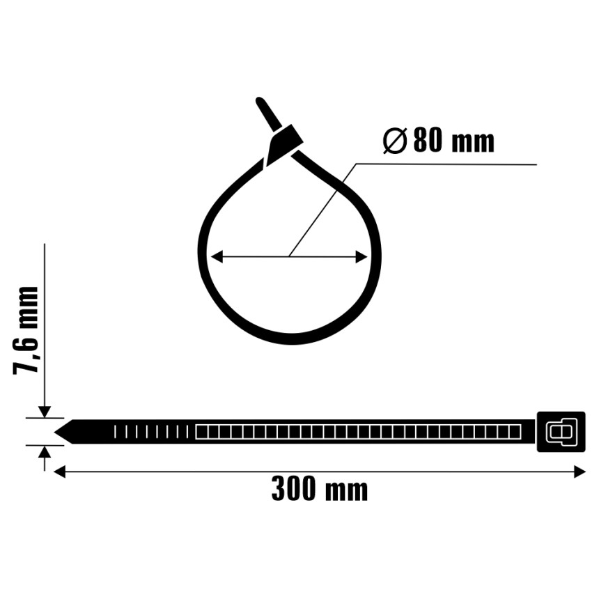 A11018 - Abraçadeira de nylon - 300 X 7,6 mm - preta
