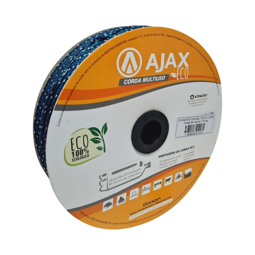 A33001 - Corda Eco colorida 03 mm x 400 m - carretel