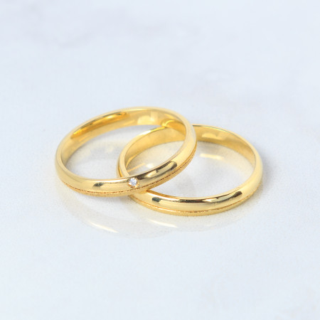 Aliança em ouro amarelo 19 kt modelo tradicional com friso {unitário}