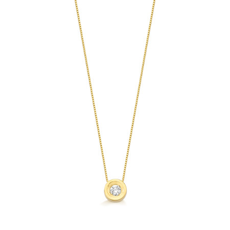 Corrente com pingente em ouro amarelo 18 kt com uma zircônia