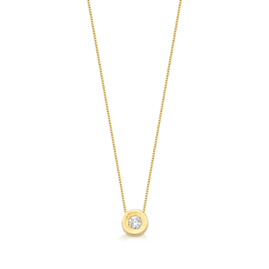 Corrente com pingente em ouro amarelo 18 kt com uma zircônia