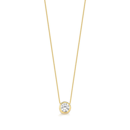 Corrente com pingente em ouro amarelo 18 kt com uma zircônia