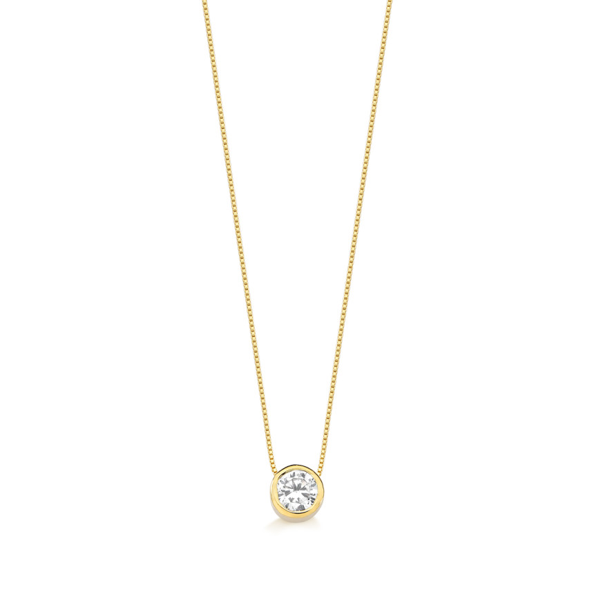 Corrente com pingente em ouro amarelo 18 kt com uma zircônia