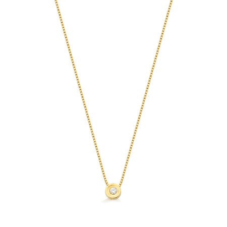 corrente com pingente em ouro amarelo 18 kt com 1 diamante de 0,10 pontos