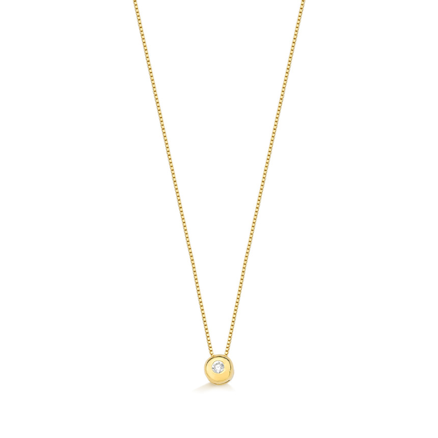 Corrente com pingente em ouro amarelo 18 kt com 1 diamante