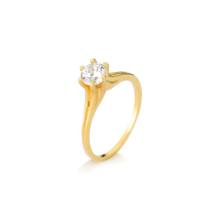 Anel solitário em ouro 18 kt com uma zircônia 4mm