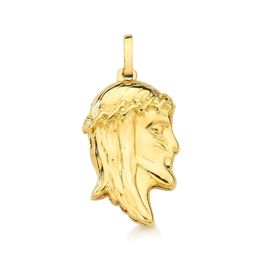 Pingente face de Cristo em Prata folheado a ouro