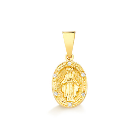 Pingente Nossa Sra. das Graças em ouro 18 kt com diamantes