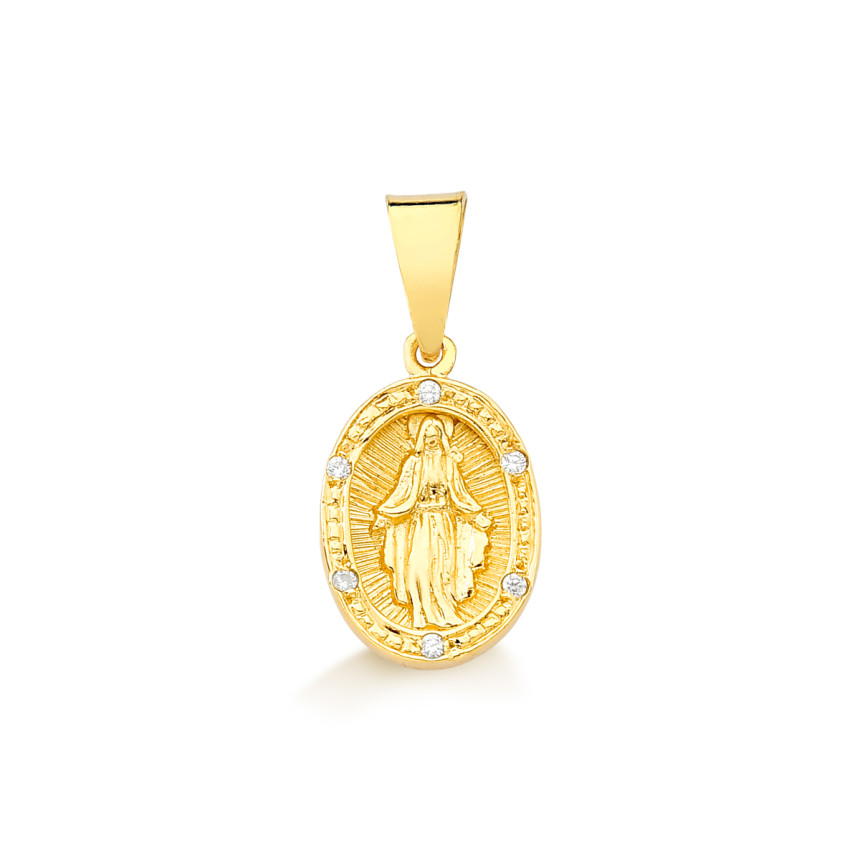 Pingente Nossa Sra. das Graças em ouro 18 kt com diamantes