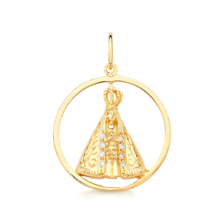Pingente nossa Sra. Aparecida em ouro 18 kt e diamantes