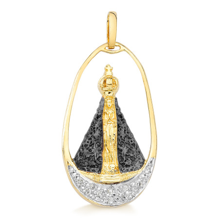 Pingente Nossa Sra. Aparecida em ouro 18 kt com diamantes