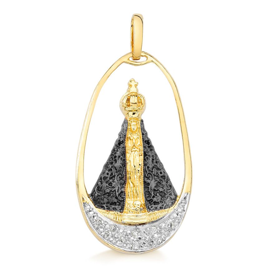 Pingente Nossa Sra. Aparecida em ouro 18 kt com diamantes