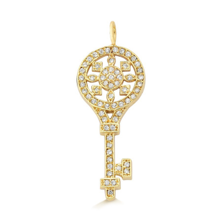 Pingente chave em ouro 18 kt com diamantes