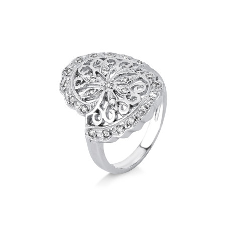 Anel em ouro branco 18 kt com diamantes