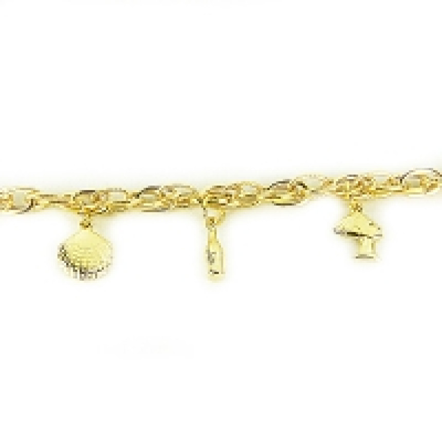 Pulseira em ouro amarelo 18 kt com berloques