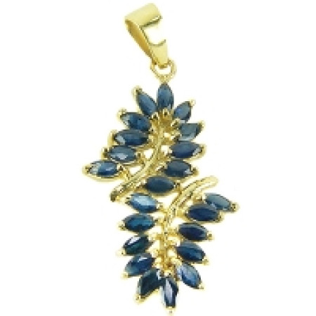 Pingente folha em ouro 18 kt com safiras