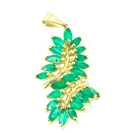Pingente em ouro amarelo 18 kt com esmeraldas