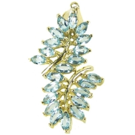 Pingente ouro 18 kt com agua marinha