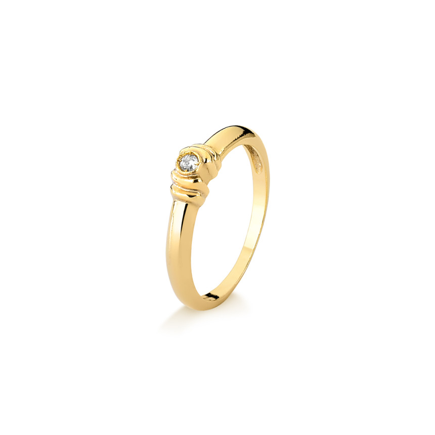 Anel em ouro amarelo 18 kt com diamantes