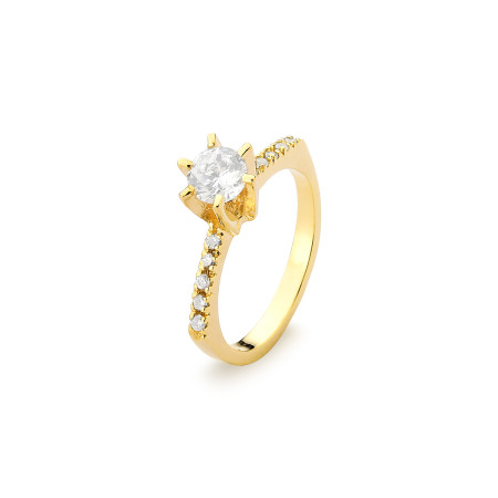 Solitário em ouro amarelo 18 kt com diamantes