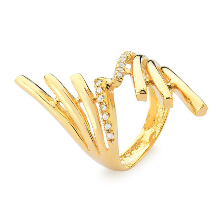 Anel em ouro 18 kt com 14 diamantes