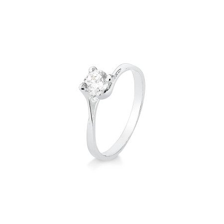 Solitário em ouro branco 18 kt com ZIRCÔNIA 5mm
