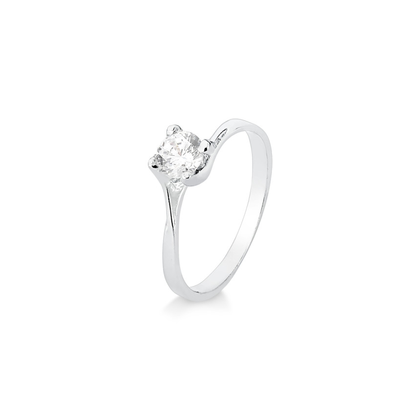 Solitário em ouro branco 18 kt com ZIRCÔNIA 5mm
