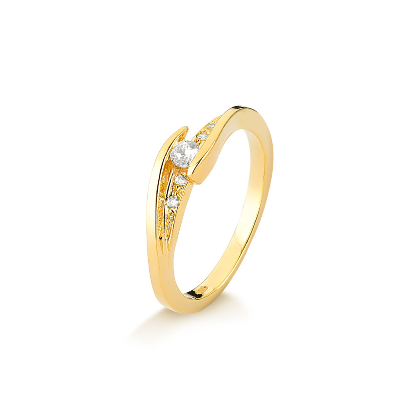 Anel solitário em ouro 18 kt com diamantes