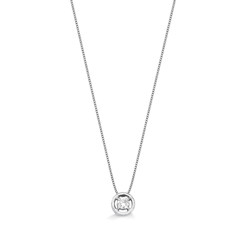 Ponto de luz em ouro branco com diamante