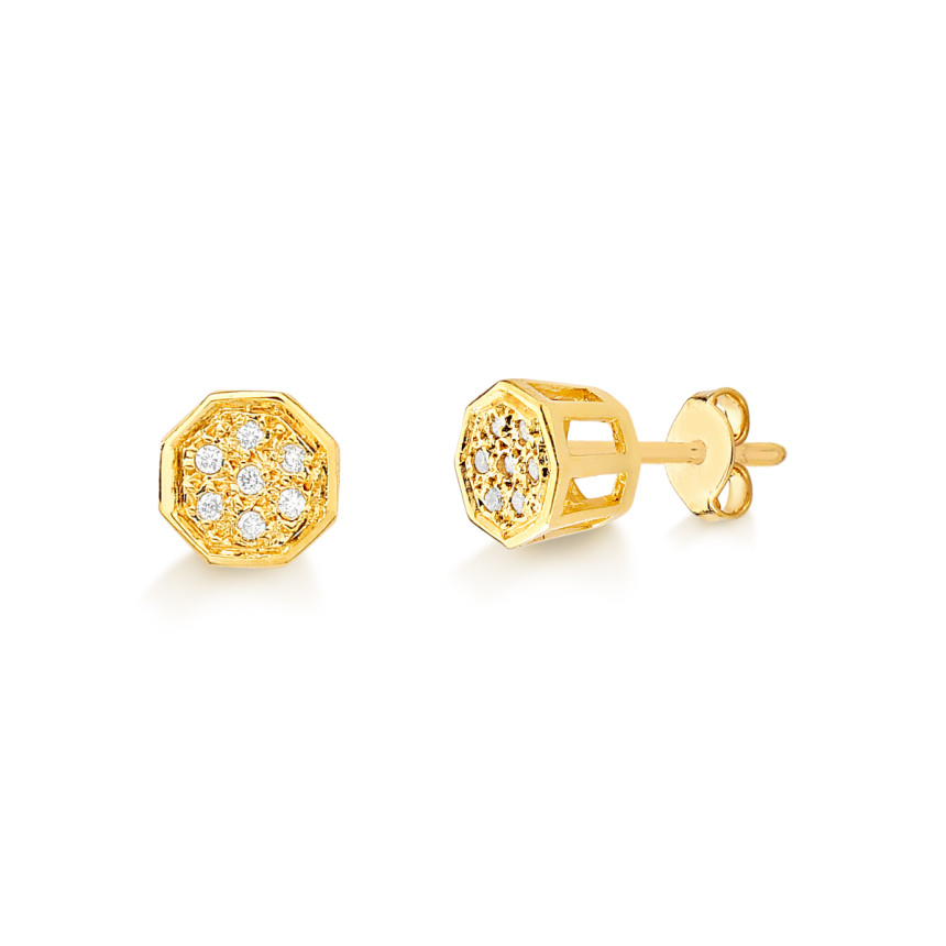 Brinco em ouro amarelo 18 kt com diamantes