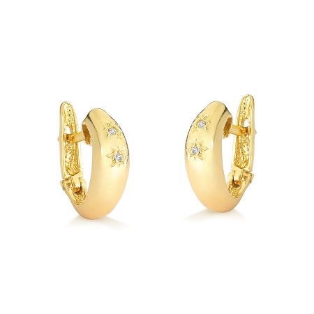 Brincos argola em ouro 18 kt com diamantes