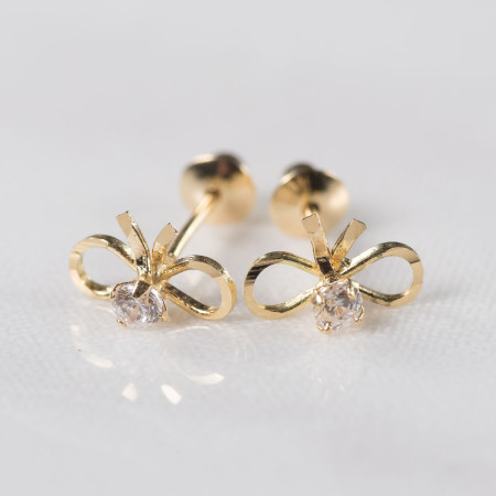 Brinco laço infantil em ouro e diamante