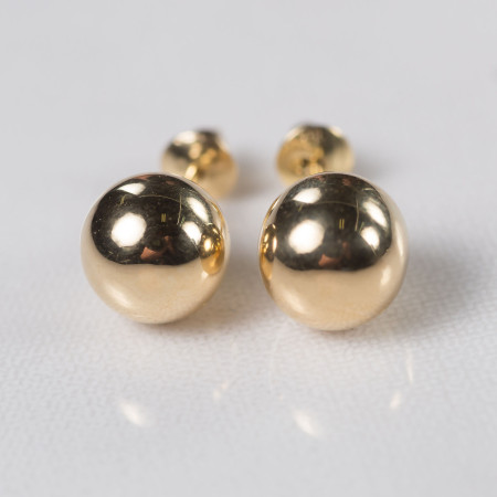 Brinco bolinha 9mm em ouro 18 kt
