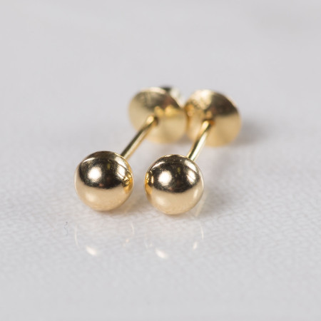 Brinco bolinha em ouro amarelo