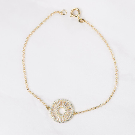 Pulseira portuguesa em ouro amarelo 18 kt com zircônias