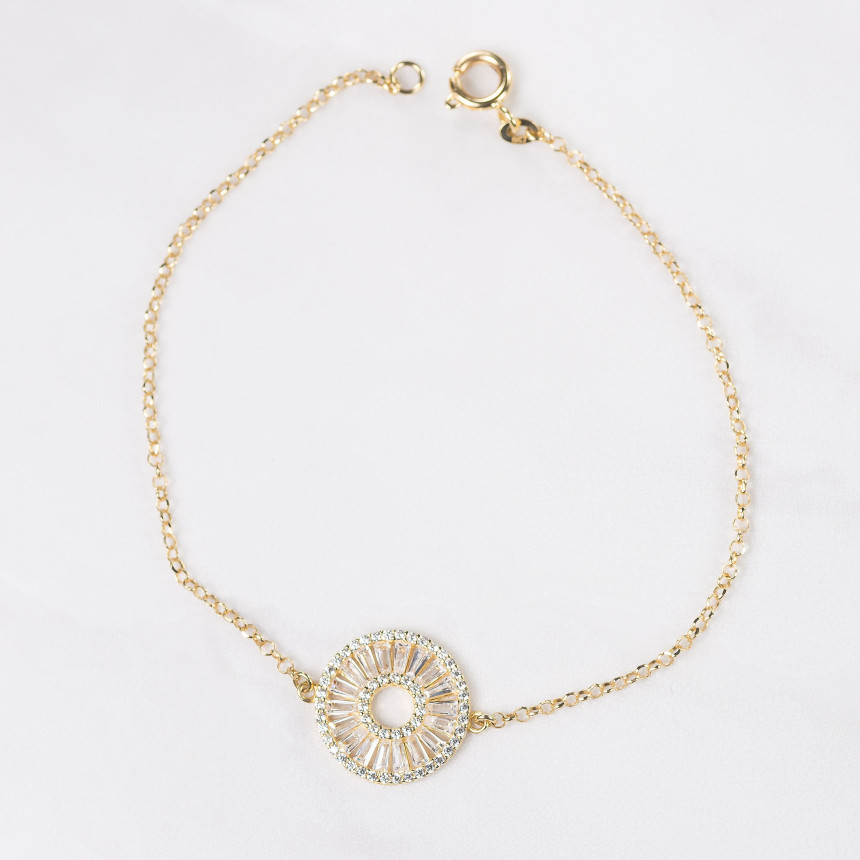 Pulseira portuguesa em ouro amarelo 18 kt com zircônias