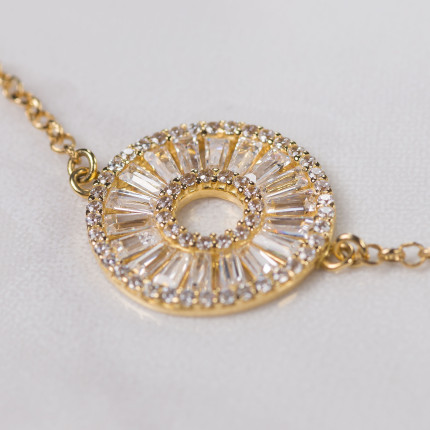 Pulseira portuguesa em ouro amarelo 18 kt com zircônias