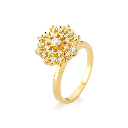 Anel chuveiro em ouro amarelo com brilhantes