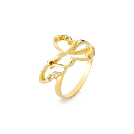 Anel  pomba de ouro com brilhantes