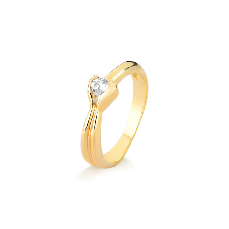 Anel solitário em ouro amarelo com brilhante