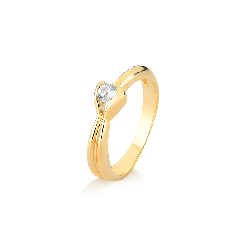 Anel solitário em ouro amarelo com brilhante