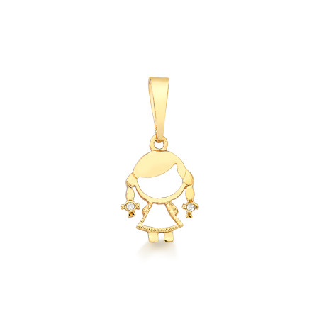 Pingente boneca em ouro com bilhantes